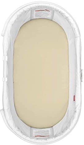 Moses Basket Sheets 67 x 30 cm Cotton | Cradle Fitted Sheets Jersey Soft Bassinet Bedsheet Hypoallergenic Elasticated Breathable Pram Fitted Sheets. (Single Pack, Cream)