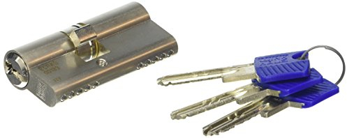 WINKHAUS hochwertiger, profesioneller Einbaudoppel-Profil-Zylinder key Tec RPE, 28/38 mm, Messing vernickelt matt mit je 3 Schlüssel, 1 Stück, RPE56BWECR N 28/38