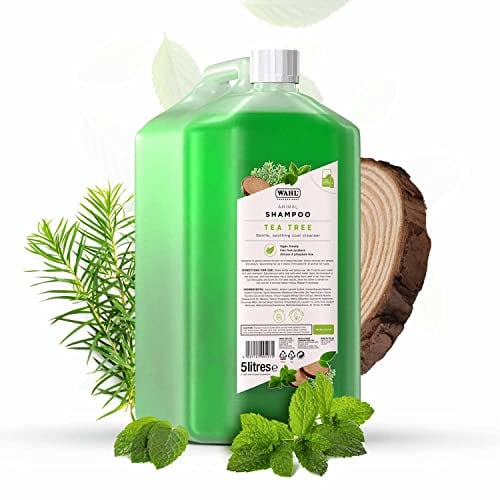 Wahl Tea Tree Shampoo, Dog Shampoo, Shampoo for Pets, Natural Pet Friendly Formula, Professional Vegan pet shampoo, For Thick and Sensitive Pet Coats, Concentrate 11:1, Remove Dirt and Odours, 5 Litre