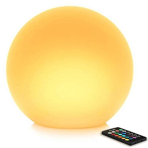 Mr.Go 16 Waterproof LED Light RGB Color Changing Ball Lamp Sphere Mood Light with Remote, 16 Colors, Adjustable Brightness & Rythm, Rechargeable Orb Decorate Lighting for Garden Patio Party Lawn