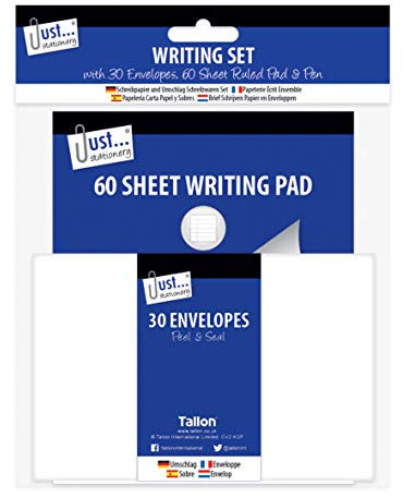 Just Stationery 4130 Writing Set with 60 Sheets, 30 Envelopes and Pen