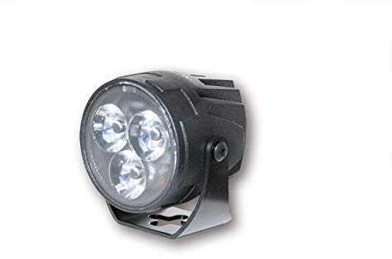 HIGHSIDER Motorbike Motorcycle LED Spotlight SATELLITE Aluminium Matte Black Casing with Holder, Lens Diameter: 50 MM