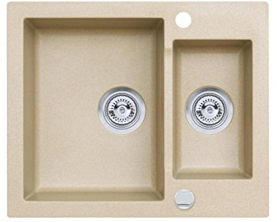 AXIS KITCHEN Mojito 80 Einbau Axigranit 60er Unterschrank Küchenspüle 60x50cm Siphon, Exzenter Beige
