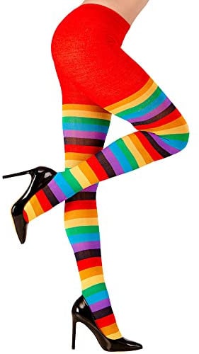 W WIDMANN MILANO Party Fashion - Collants, arc-en-ciel, 75 DEN, accessoire pour costumes de carnaval