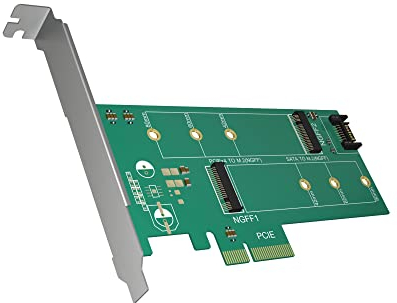 ICY BOX IB-PCI209 PCI-Karte unterstuetzt 2x M.2 SSD zu SATA III und PCIe x4 Host, Schwarz