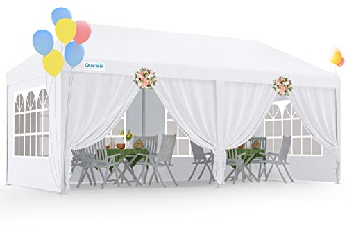 Quictent 10x20 Party Tent Gazebo Wedding Canopy Tent for Parties BBQ Shelter Pavilion with Removable Church Sidewalls & Elegant Church