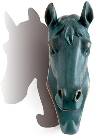 HERNGEE Wandhaken mit Pferdekopf, Tierform, robust, rustikal, dekoratives Geschenk (Bronze)