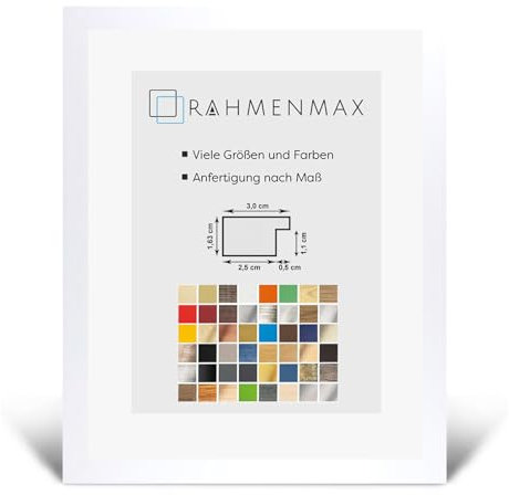 RahmenMax Morena Holz Werkstoff Bilderrahmen 58,8 x 83,6 cm modernes sehr eckiges Profil 83,6 x 58,8 cm Grosse Farbauswahl jetzt: Weiß gemasert mit Kunstglas Antireflex 1 mm
