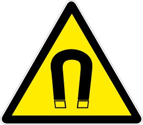 Warnschild aus Kunststoff - magnetisches Feld - Schenkellänge 10 cm