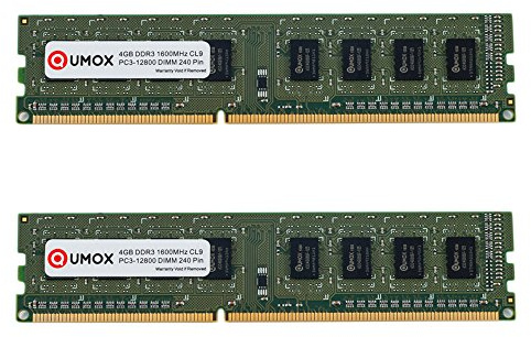 QUMOX 8GB(2x 4GB) DDR3 1600 PC3-12800 PC-12800 (240 PIN) XMP CL9 DIMM Memoria Desktop