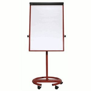 MAUL Flipchart MAULoffice 70x100cm | Mobiles Whiteboard mit 5 Fußrollen und Rundfuß | Magnetische Tafel mit Blockhalter und großer Ablageschale für Marker und Stifte | Höhenverstellbar | Rot