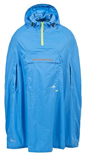 Trespass Unisex Poncho Qikpac - Waterproof Windproof Rain Cover, Adjustable Hood, Contrast Zips, Patch Pocket, Reflective Trims, Packaway Pouch