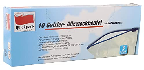 100 Gefrier-Allzweckbeutel mit Reißverschluss, 3 Liter, Vorteilspack, Großpackung, Sparpack, Liefermenge: 10 Boxen á 10 Gefrierbeutel