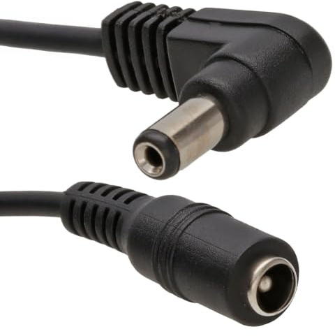 kenable DC Power Extension Cable 5.5mm x 2.1mm Right Angled Male to Female for CCTV Security Cameras Black 3m