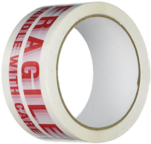 3M - 150SP-12 371 bedrucktes weißes Karton-Dichtungsband – 5,1 cm x 50 m. Klebeband-Rolle mit rotem Schriftzug Fragile Handle with Care, Dichtstoffe und Klebstoffe