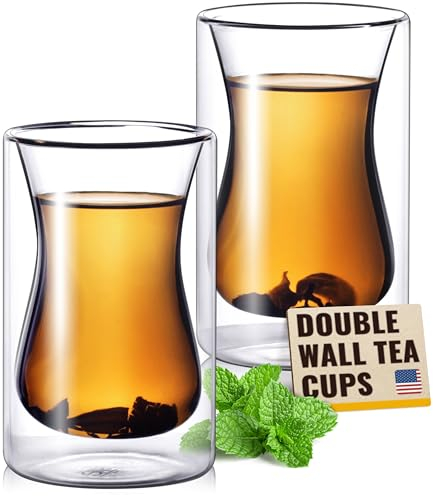 Eparé Türkische Teetassen - 2er-Set - doppelwandige Teetasse aus Glas, Kaffee-, Espresso-, Cappuccino- Getränketasse