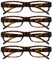 OPULIZE ACE Lesebrille für Damen und Herren - 4er-Pack - Schmaler Rechteckiger Rahmen - Komfort Federscharniere - Kratzfest - Braun Schildpatt UVR +2.50