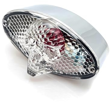 BIKE IT Motorcycle Rear Light 3D Skull Lens Custom Chrome Motorcycle Motorbike Stop Brake Rear Tail Light