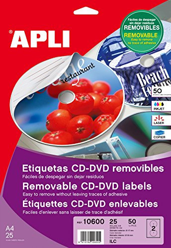 Apli Paper 10600 CD-Etiketten, ablösbar, 25 Blätter