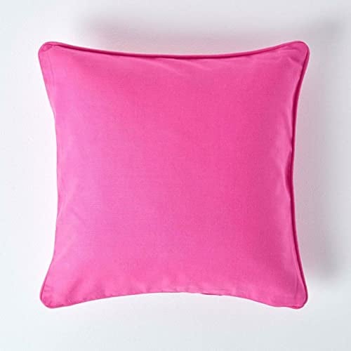 HOMESCAPES Housse de Coussin Uni Fuchsia en 100% Coton, Housse de Coussin 30x30 cm