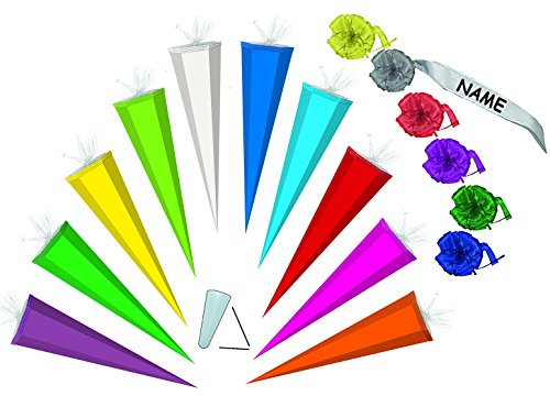 alles-meine.de GmbH Schultüte/Bastelschultüte - hell Blau - 85 cm incl. individueller Schleife/Tüllabschluß - Zuckertüte - Rohling zum Basteln, Bemalen und Bekleben Bastelsch..