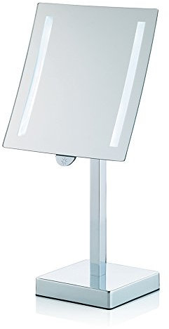 Kela 20627 Sade Miroir Cosmétique sur Pied avec Lumière Grossissant 3x Métal Chromé 28 x 20,5 x 44 cm
