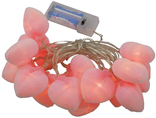 Christmas Concepts 20 Warm White LED Flock-Rosa-Herz-Lichter 2,4 m Länge Batterie betrieben