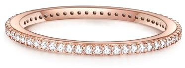 GLANZSTÜCKE MÜNCHEN Damen-Ring Sterling Silber rosévergoldet Zirkonia weiß - Memory Ring Stapel-Ring filigran