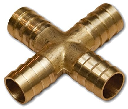 10 mm Schlauchverbinder mit Stecknippel Messing Kreuz Druckluftanschluss Schlauchtülle