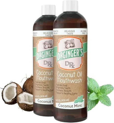 Dr. Ginger’s Coconut Oil Pulling Mouthwash, Alcohol-Free, Daily Use, 2 Pack