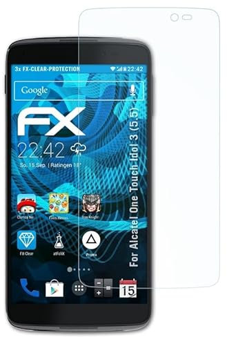 atFoliX Schutzfolie kompatibel mit Alcatel One Touch Idol 3 (5.5) Folie, ultraklare FX Displayschutzfolie (3X)