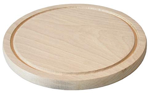 EFO Rundes Schneidebrett - Holzbrett - Holzunterlage - Schneidebrett Holz - Hackbrett - Servierbrett - Brett aus Buchenholz Durchmesser 20 cm