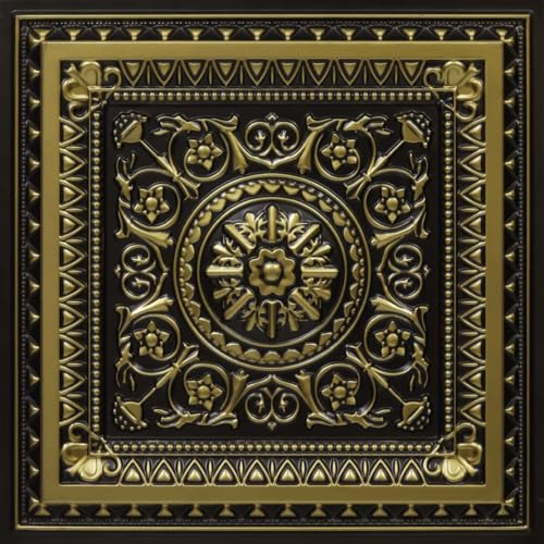 La Scala-faux Tin plafond pour carrelage – Laiton antique 25-pack