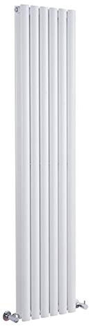 Milano Aruba White Vertical Double Oval Panel Radiator - 1780mm x 354mm