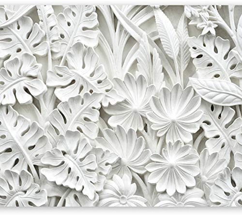 murando - Vlies Fototapete 3d Effekt 350x256 cm - Foto Tapete Schlafzimmer Wohnzimmer Moderne Vliestapete XXL Wandtapete Motivtapeten Bildtapete 3d Effekt Wand Dekoration - weiß Blätter f-B-0038-a-a