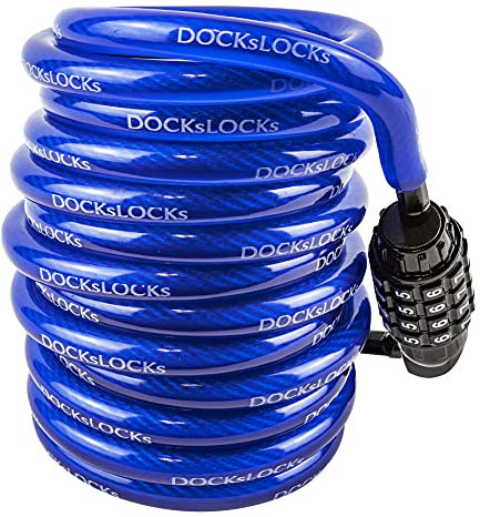 DocksLocks Anti-Diebstahl-Sicherheitskabel, wetterfest, mit rücksetzbarem Zahlenschloss, 3 m
