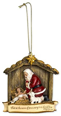 Joseph Studio The Kneeling Santa with Baby Jesus Christmas Ornament