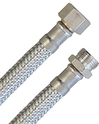 H2O-Flex® Panzerschlauch 3/8 Überwurfmutter x 3/8 Außengewinde, IG/AG Flexschlauch DN8 Verbindungsschlauch für Armatur Sanitär Schlauch mit Trinkwasserzulassung 2000mm