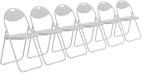 Harbour Housewares Padded Folding Chairs - White - Pack of 6