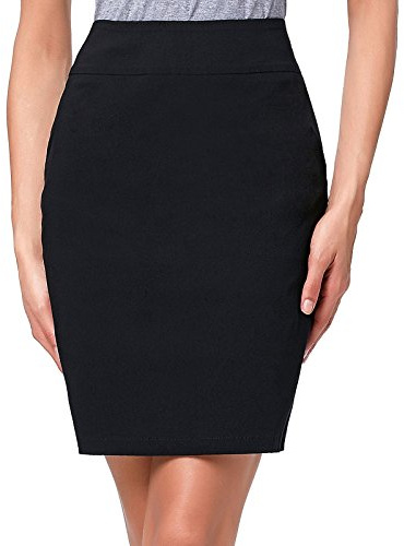Kate Kasin Above Knee Pencil Skirt for Occident Women,Kk276-black,Medium