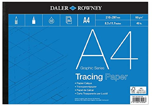 Daler-Rowney Graphic Series A4 90gsm Tracing Paper Pad 50 Sheets | Acid Free, For Professional Artists, Illustrators & Students