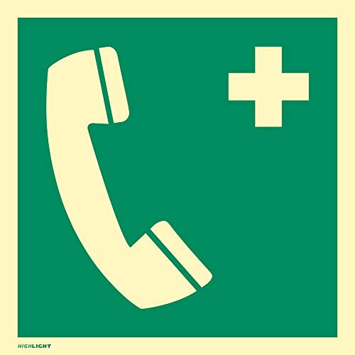Schild Notruftelefon HIGHLIGHT PVC 14,8 x 14,8cm gemäß ISO 7010, E004