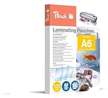 Peach Laminierfolien A6 - 125 mic - 100 pouches - glänzend - Premiumqualität für beste Laminierergebnisse - kompatibel mit Geräten aller Markenhersteller - PP525-04