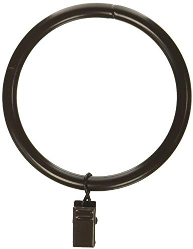 Rod Desyne 1931-07 2-1/2 Curtain Rings with Clip, Cocoa