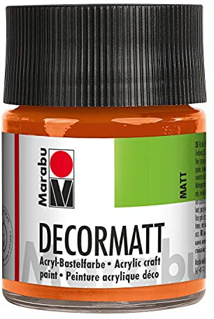 Marabu 14010005013 - Decormatt Acrylique Orange 013-50 ml - Velours mat à base d'eau - Crème et colorée - Résistante à la salive - Résistant aux intempéries - Pour peindre et pochoir librement.