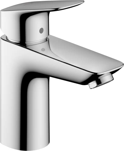 hansgrohe Wasserhahn Logis CoolStart (Armatur mit Auslauf Höhe 100mm und Zugstangen Ablaufgarnitur) Chrom