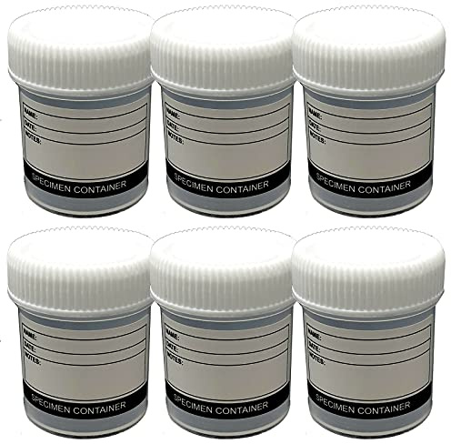 Qualicare 6 x 60ML LABELLED SPECIMEN UNIVERSAL WHITE LID POLYPROPYLENE SAMPLE TEST LAB CLEAR BOTTLE CONTAINERS