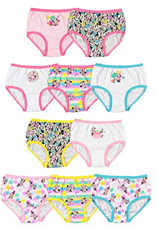 Disney Girls' Minnie Mouse Underwear Multipacks with Assorted Sizes 2/3t, 4t, 4, 6, 8 and 10 Boxer Briefs, 10-Pack 100% Combed Cotton with Classic Print, 2-3 Years (Pack of 10)