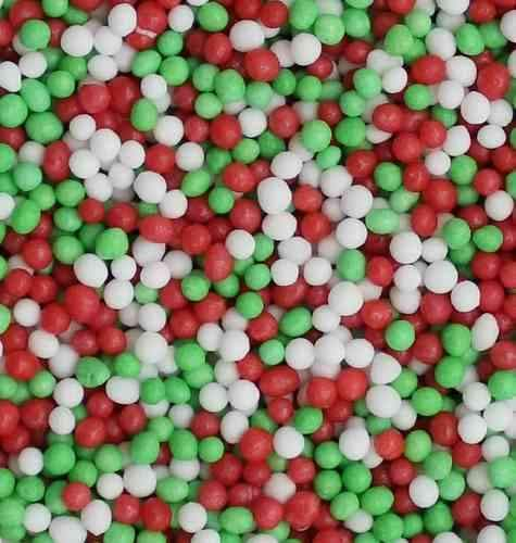 Streusel in Rot, Grün und Weiß (Weihnachts-Mix), essbare Kuchen-Dekoration, rose, 100g