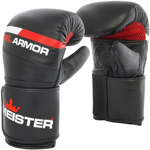 Meister Gel Armor Vollrindleder Bag Mitts W/Handgelenk Unterstützung (12oz – 16oz)